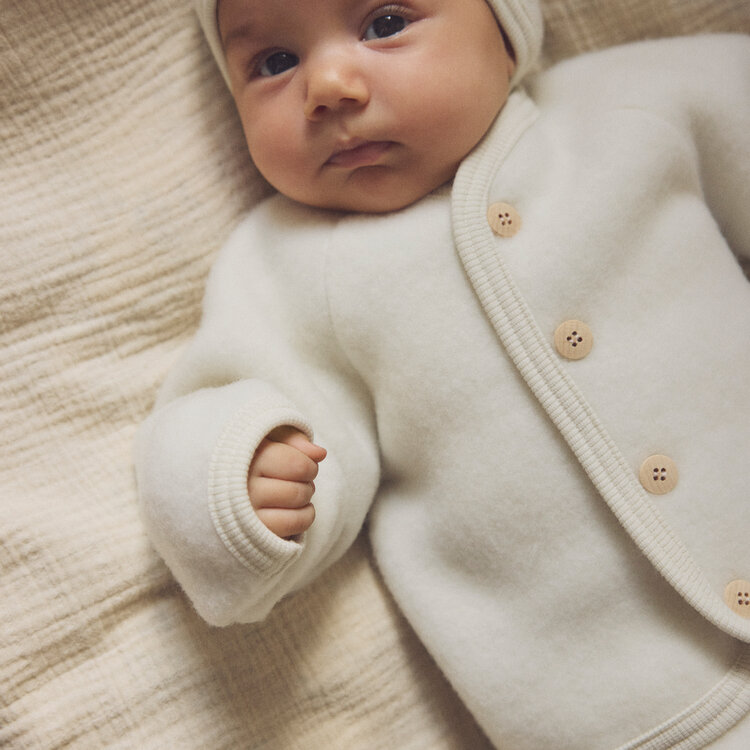 HUTTEliHUT Jacket Wool Fleece w. Buttons- Tofu