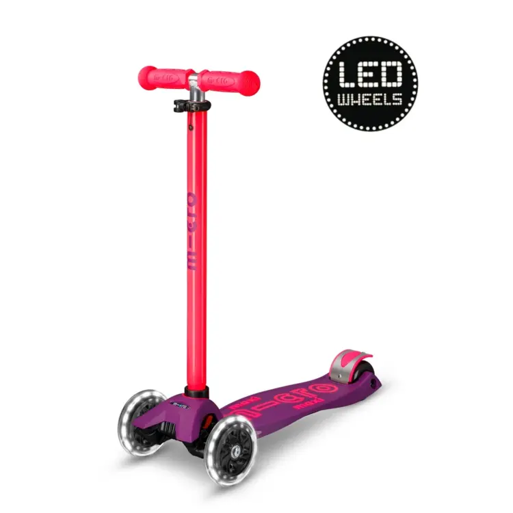 Micro step Maxi Micro step Deluxe ECO LED - 3-wiel kinderstep - Neon Roze