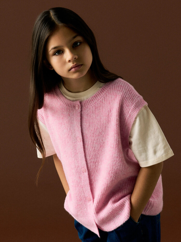 Name it NKFOANJA LOOSE KNIT VEST - Pink