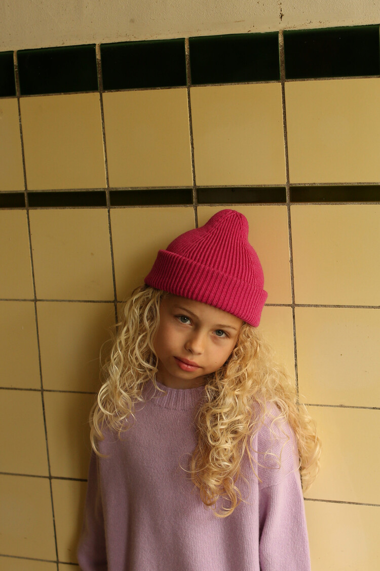 Hvid Hvid - Beanie Fonzie Fuchsia
