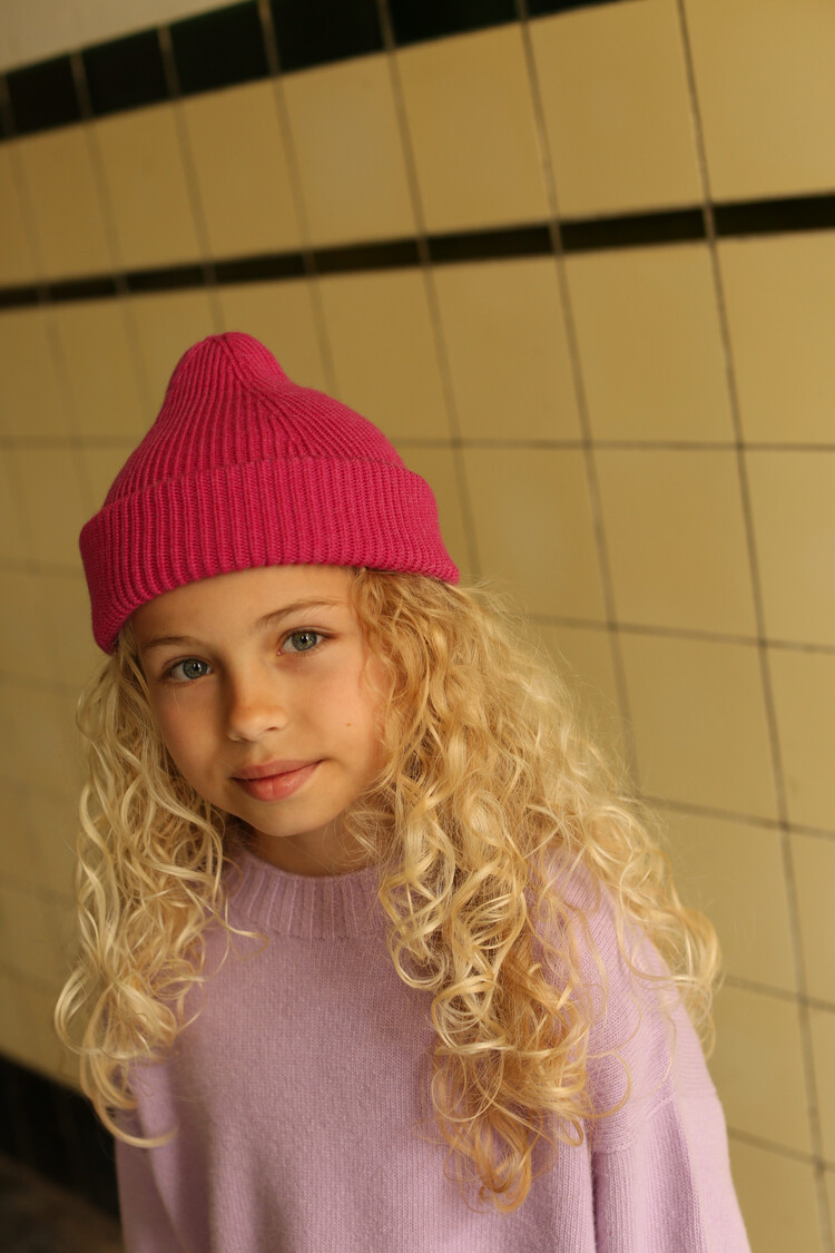 Hvid Hvid - Beanie Fonzie Fuchsia