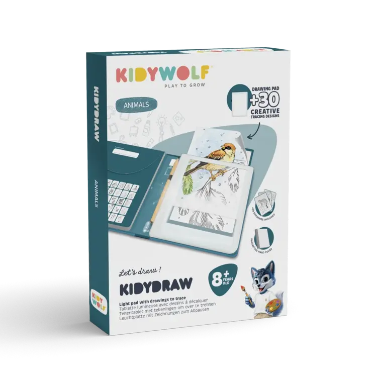 Kidywolf KIDYDRAW-PAD Verlichte tekentafel 8 jaar - ANIMALS
