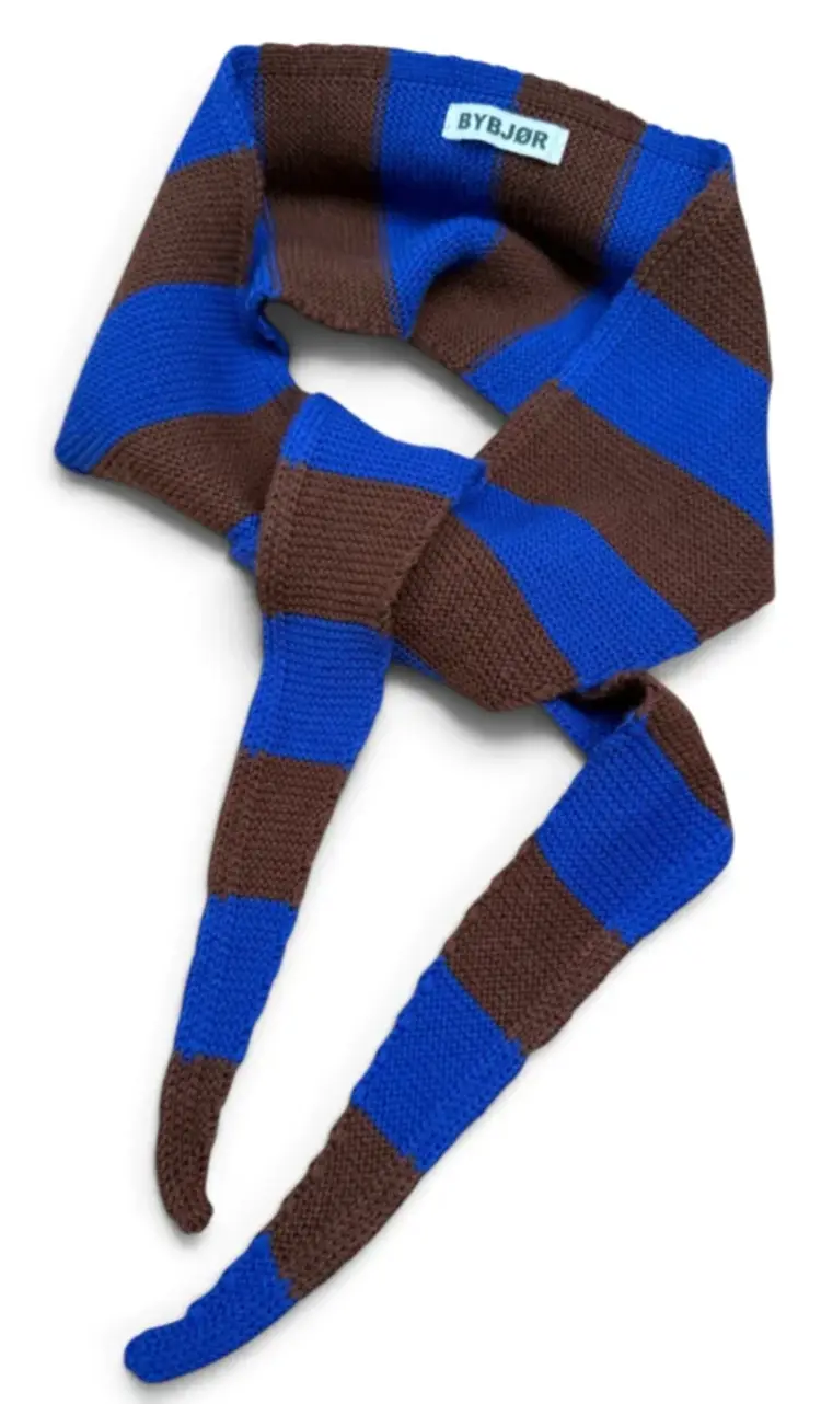 ByBjor Scarf - Stripe Burgundy - Cobalt-Coffee