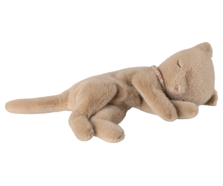 Maileg 16-6995-00 Sleeping kitten plush, Small - Cream peach