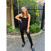 NA-KD Side Slit Jersey Pants Black