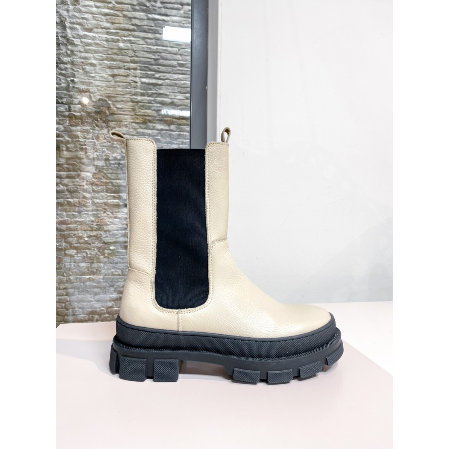 DWRS Laarzen Bikerboots HAMM Beige - La Rebelle
