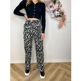 La Rebelle Flared Broek Zebra Zwart/Beige