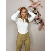 La Rebelle Ribbed Top Luna Wit