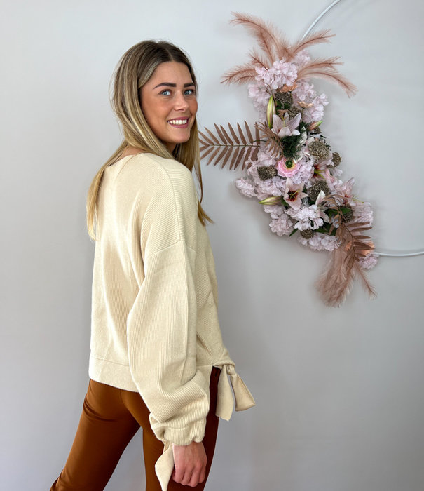 NA-KD Drawstring Knitted Sweater Light Sand
