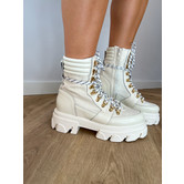 DWRS Laarzen SCHWAZ Gold Eyelets Wit/Beige