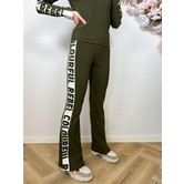 Colourful Rebel Jolie Flare Pants | Medium Army