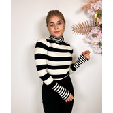 La Rebelle Gestreepte Col Top Zwart/Wit