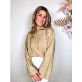 NA-KD Wool Knitted Zip Up Sweater Sand Beige