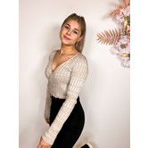 Rianne Meijer X NA-KD Overlappende Cropped Top Licht Beige