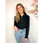 La Rebelle Gebreide Half Zip Trui Zwart
