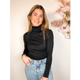 La Rebelle Glitter Col Top Zwart