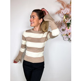 Maria Gestreepte Top Beige