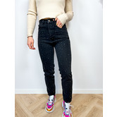 Glitter stenen mom jeans zwart