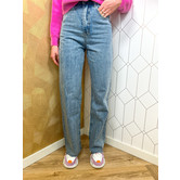 Glitter stenen wide leg jeans blauw