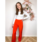 Colourful Rebel Rus Pintuck Pants | Bright orange