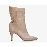 Tango Dewi beige kid suede boot covered heel