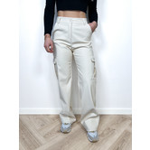 Leren cargo broek creme