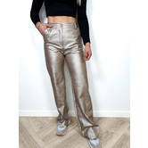 Metallic leren broek goud