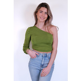 Top one shoulder lime green | Nienke