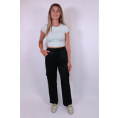Broek satijn cargo zwart | Elize