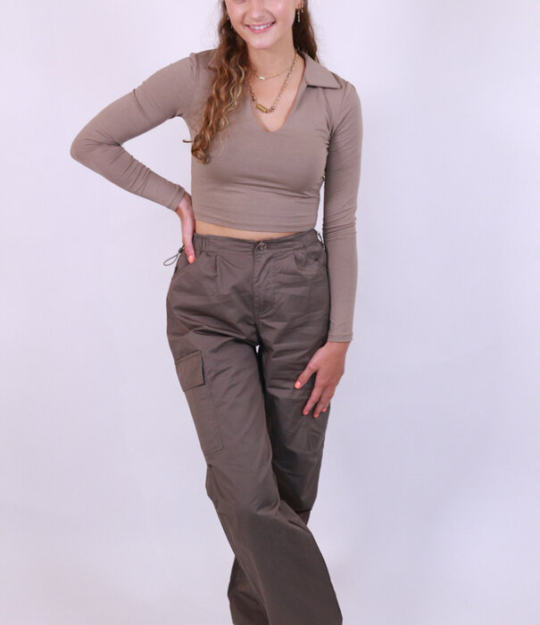 La Rebelle Parachute broek | bruin/grijs