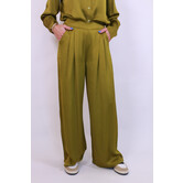 Broek satijn olijf groen | Benthe
