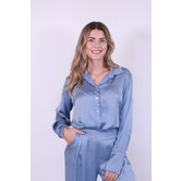 Blouse satijn jeans blauw | Benthe