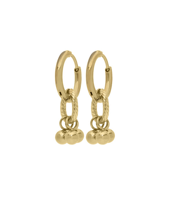 MADAM the label Oorringen chain luxe 3 balletjes goud