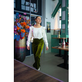 Broek groen velvet | Jans