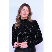 Top pailletten zwart | Rosie