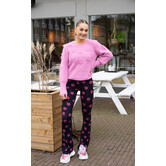 Broek flared roze bloemen | Soof