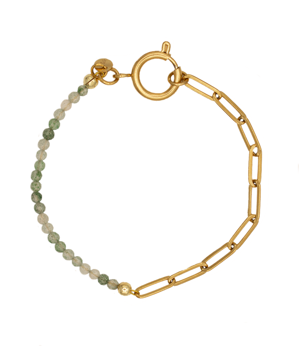 MADAM the label Armband chain big groene aventurijn goud