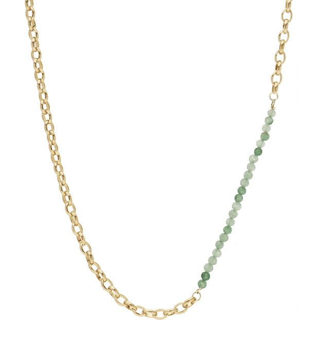 MADAM the label Ketting oval small groene aventurijn goud