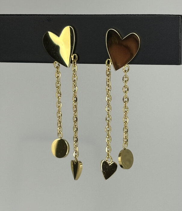 MADAM the label Oorstekers heart double chains goud