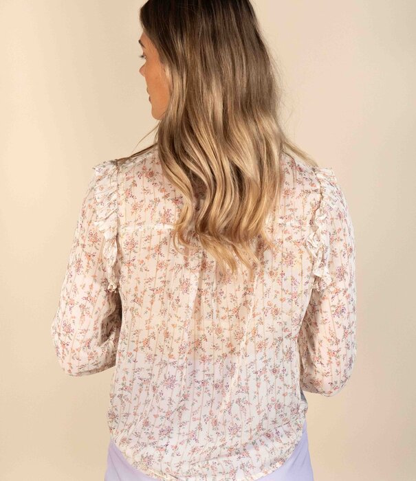 La Rebelle Blouse wit/roze | Lune