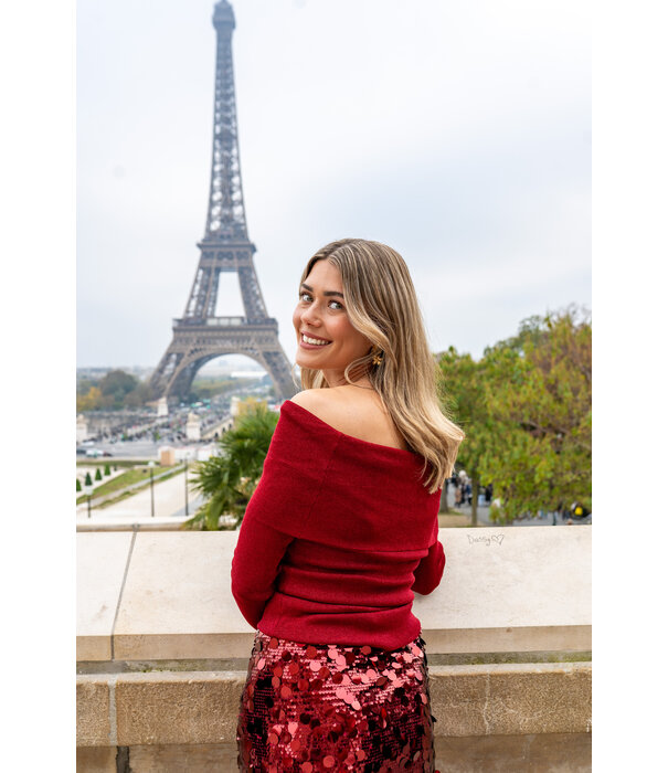 La Rebelle Rokje pailletten bordeaux rood | Gitte