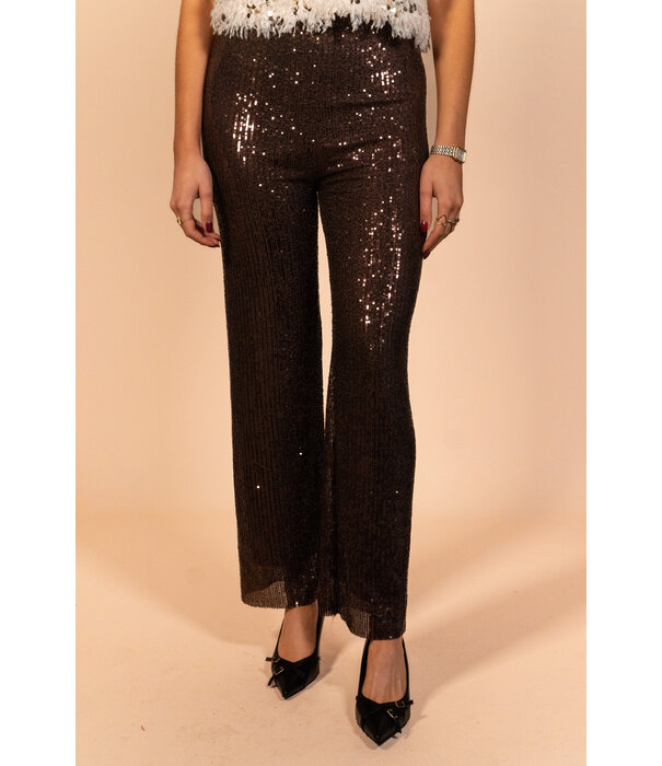 La Rebelle Broek pailletten bruin | Luna
