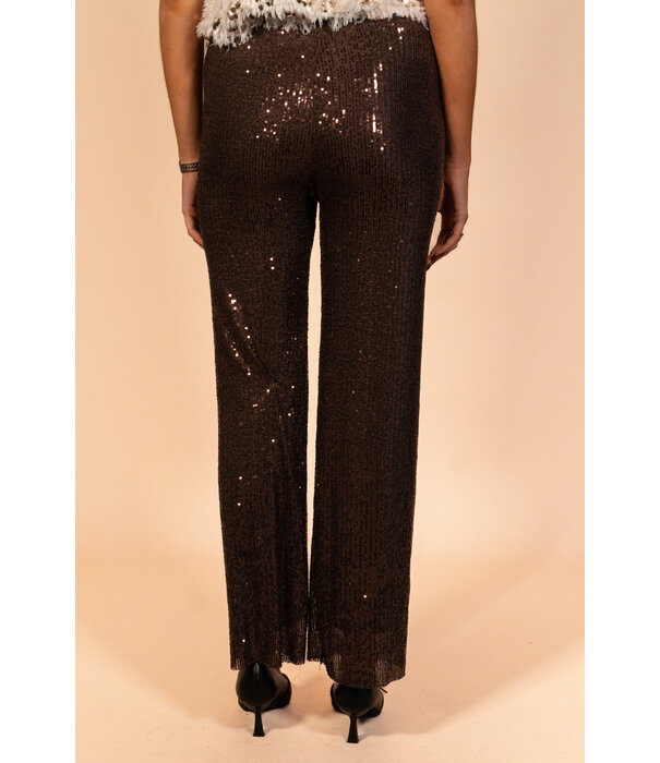 La Rebelle Broek pailletten bruin | Luna