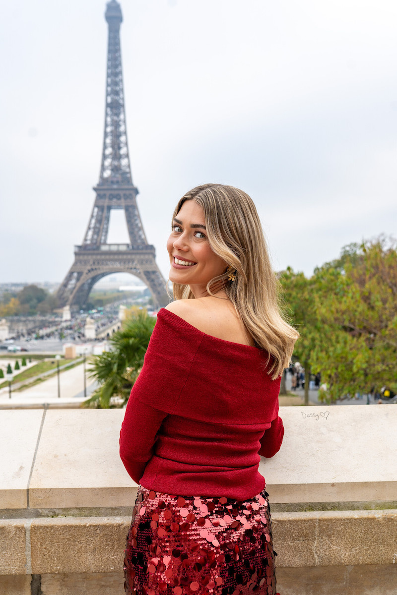 Rood pailletten outfit off shoulder top