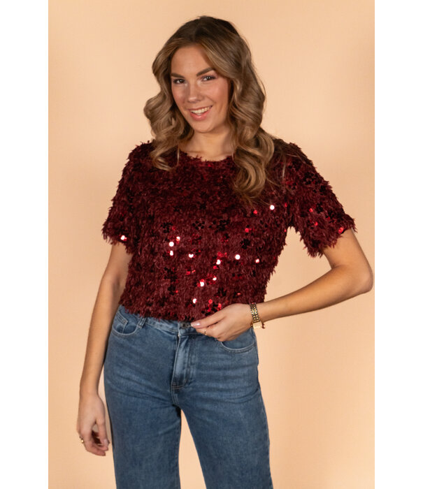 La Rebelle Top bordeaux rood SS | Fee
