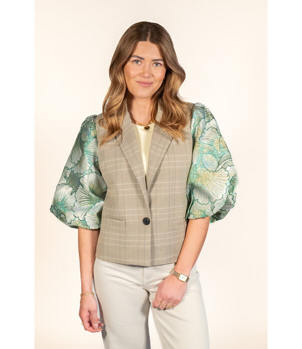 La Rebelle Blazer taupe/groen | Vera