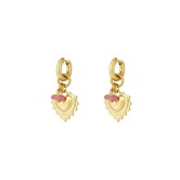 Oorbellen goud | Hartjes roze