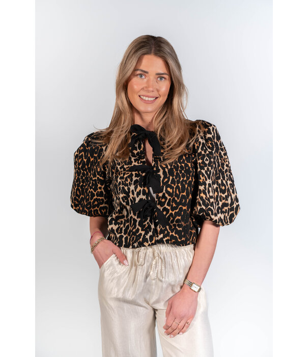 La Rebelle Blouse denim leopard | Elise