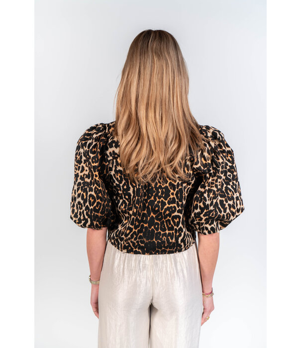 La Rebelle Blouse denim leopard | Elise