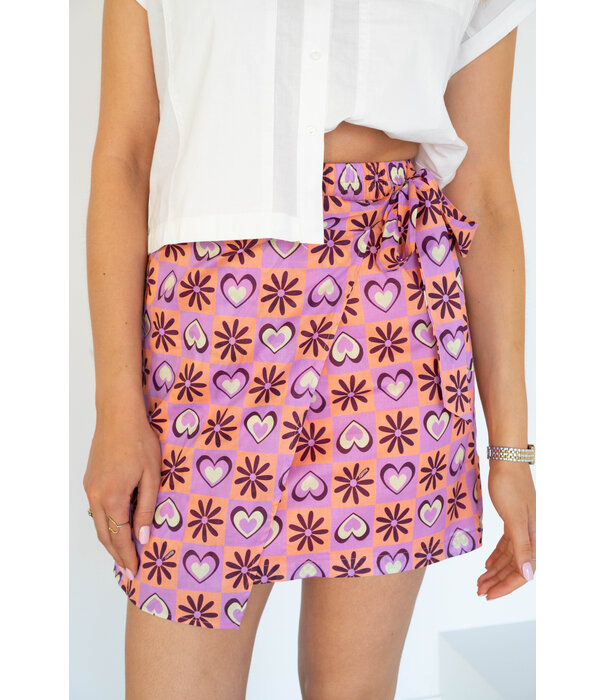 Fluresk Fluresk Laviana skirt | flower peach/pale plum